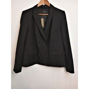 J Crew Blazer Sz 16 Super 120 Black Double Breasted Women